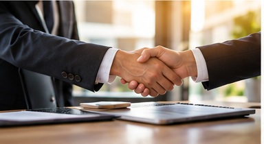 Business professionals using digital banking